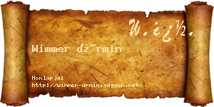 Wimmer Ármin névjegykártya